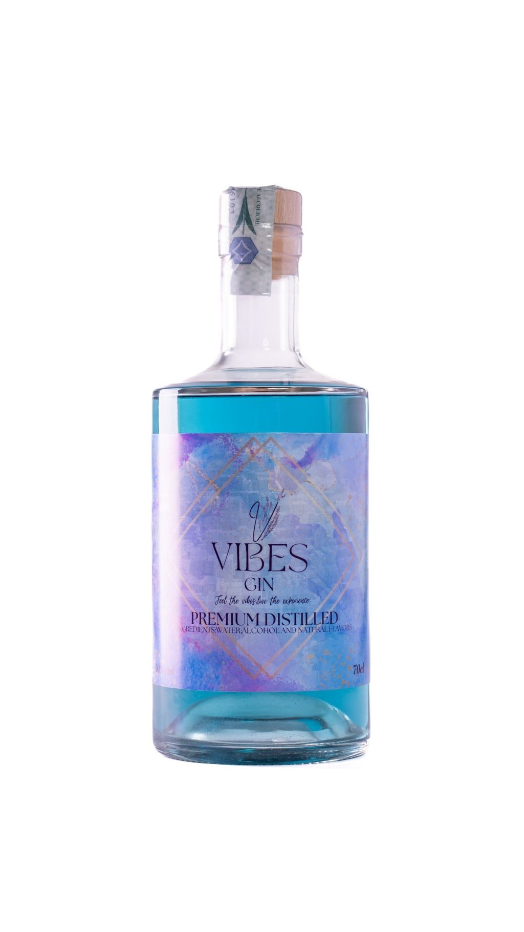 bottiglia Vibes Gin con sfondo bianco